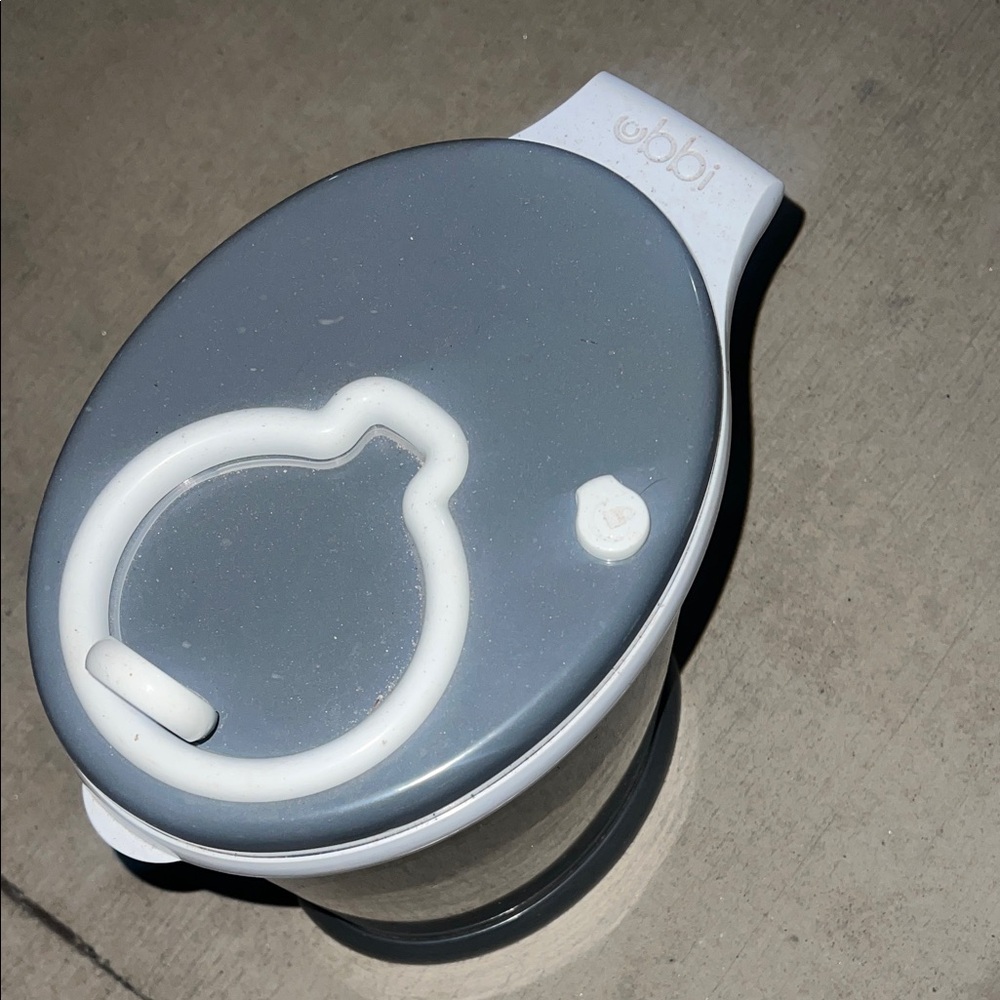 Gray and White metal smell proof baby diaper container